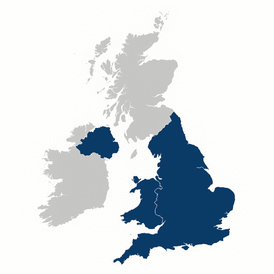 Map – England, Wales & Northern Ireland Highlighted Map - England, Wales & Northern Ireland Highlighted